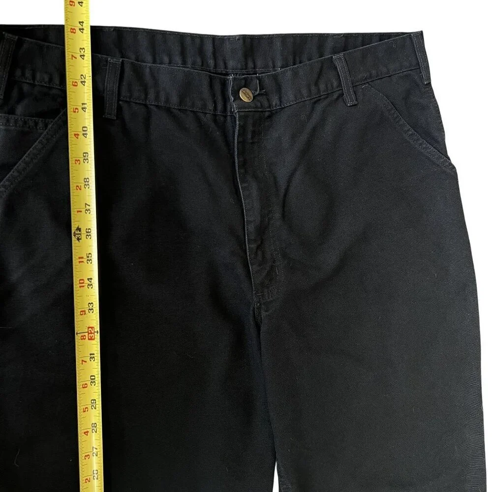 Carhartt Mens 40x32 Duck Loose Fit Canvas Black Utility Chore Pants Carpenter - Picture 9 of 16